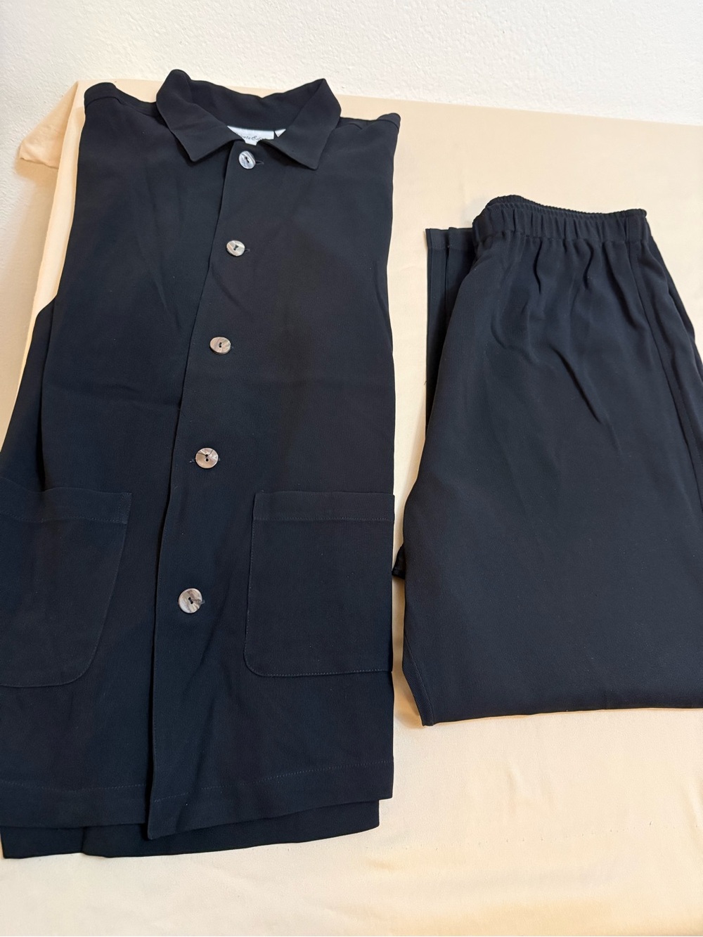 Chico's Private Edition Black 2 Piece Travel Pant Set Utility Jacket L Pants XL